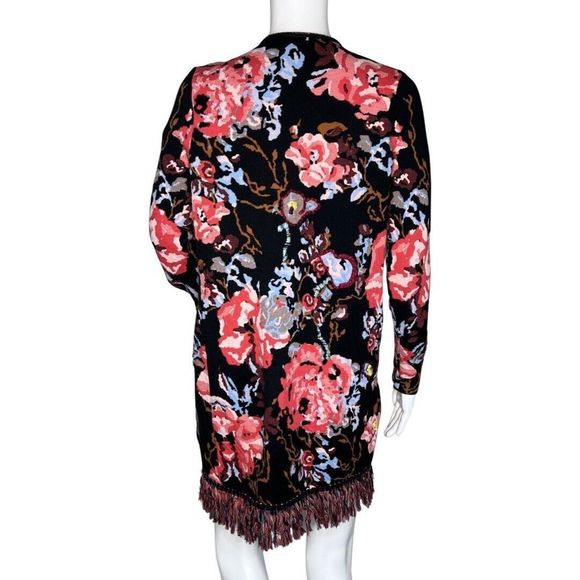 INC International Concepts Sweater Women Large Black Pink Floral Cardigan Boho - Picture 4 of 8